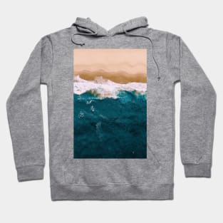 Dark Blue Ocean Waves Hawaii Beach Watercolor Artwork Hoodie